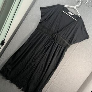 Belle Beach by Kim Gravel Petite Slub Knit Cover Up Black Petite M